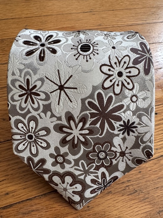 Paul Fredrick Other - Paul Fredrick Silver Brown Floral Jacquard Silk Tie XL Extra Long NWOT